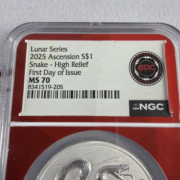2025 Ascension $1 Silver Lunar Snake NGC MS70 High Relief FDOI Coin EDC Plug - Picture 4 of 8